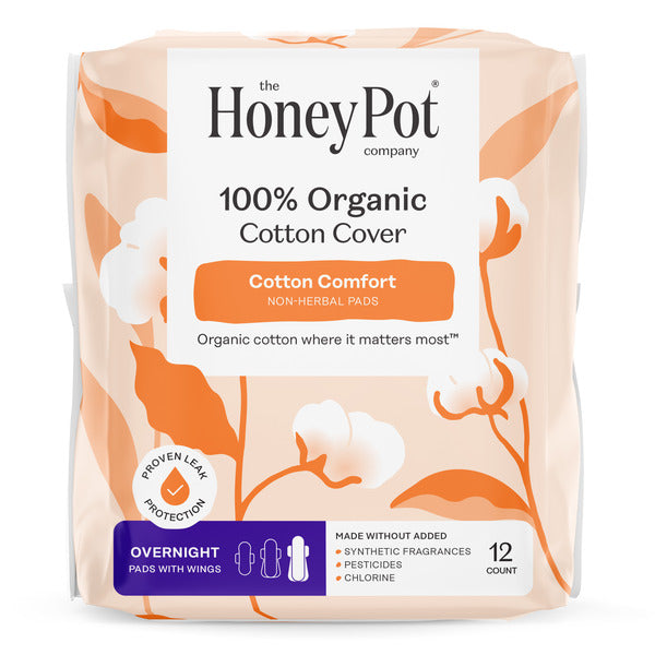 The Honey Pot Company 100% Organic Cotton Comfort Cover Overnight Pads