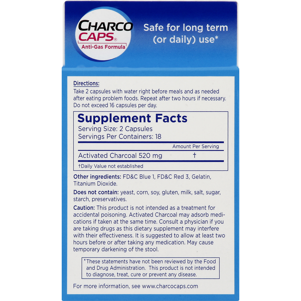 CharcoCaps Anti-Gas Formula, 260 mg, Capsules
