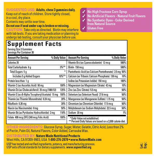 Nature Made Advanced Womens Gummy Multivitamins with Magnesium Citrate, Calcium, B Vitamins, Multivitamin Gummies for Women, 90 Multi Vitamin Gummies, 30 Day Supply
