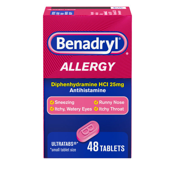 Benadryl Ultratabs Antihistamine Cold & Allergy Relief Tablets, 48 ct