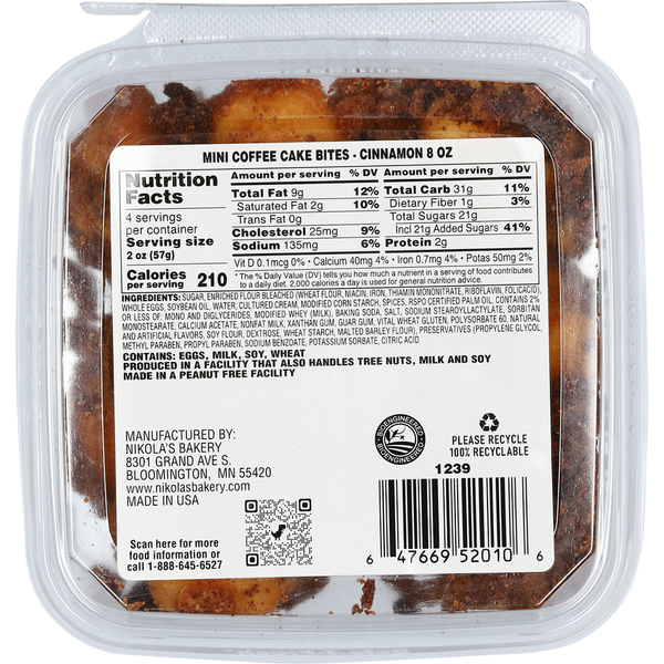 Nikola's Bakery Coffee Shop Style Cinnamon Coffee Cake Bites
