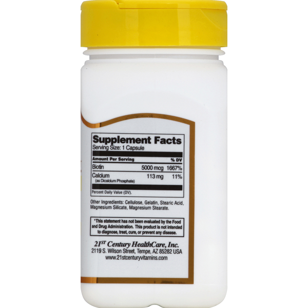 21ST Century Biotin, Super Potency, 5000 mcg, Capsules