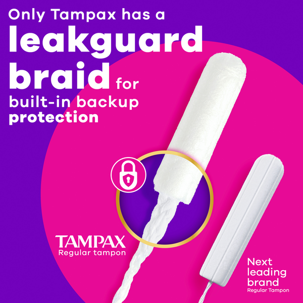 TAMPAX Radiant Tampons, with LeakGuard Braid, Light