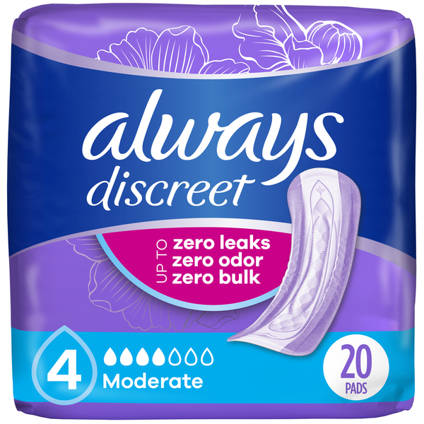 Always Discreet Pads Moderate Absorbency Regular Length
