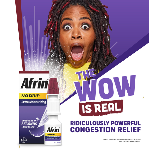 AFRIN No Drip Extra Moisturizing 12 Hour Nasal Decongestant Pump Mist