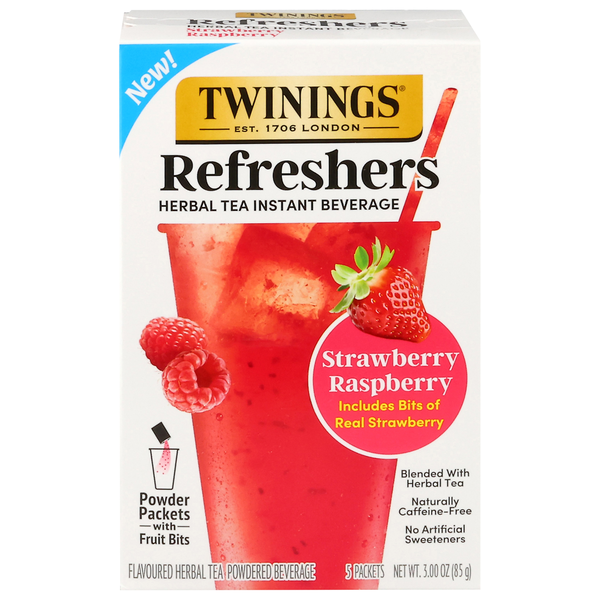 Twinings Refreshers Instant Beverage Strawberry Raspberry Herbal Tea