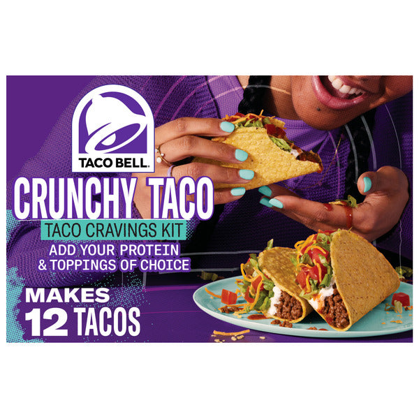 Taco Bell Crunchy Taco Dinner Kit with Twelve Crunchy Taco Shells, Mild Sauce & Seasoning