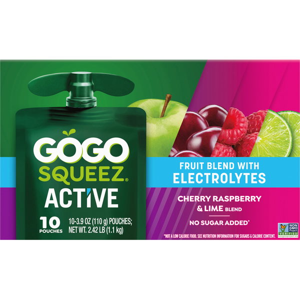 GoGo Squeez Active Electrolyte Cherry Raspberry & Lime Fruit Blend