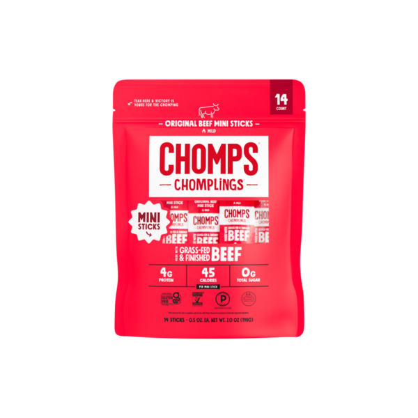 Chomps Mini Grass-Fed and Finished Original Beef Chomplings 14 Pack