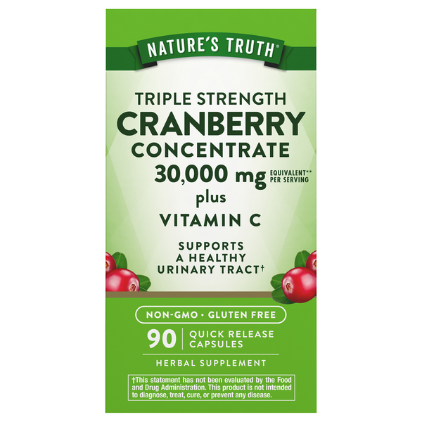 Nature's Truth Cranberry Concentrate 30,000 mg plus Vitamin C, Capsules
