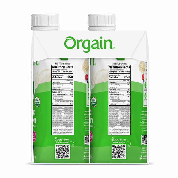 Orgain Organic Nutrition Shake, Grass Fed Protein - Vanilla Bean