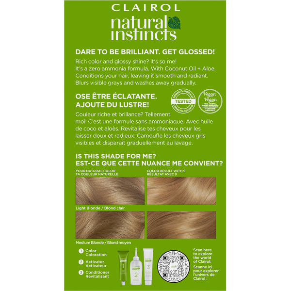 Clairol 9 Light Blonde Zero Ammonia Vegan Hair Color with Coconut Oil + Aloe