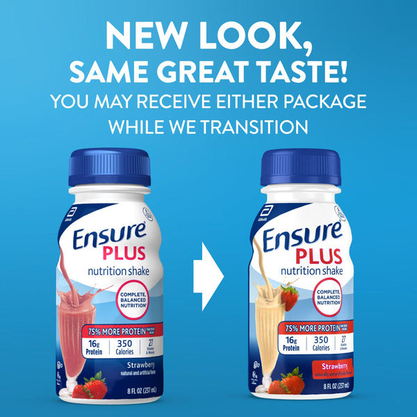 Ensure Plus Nutrition Shake Strawberry Ready-to-Drink Bottles