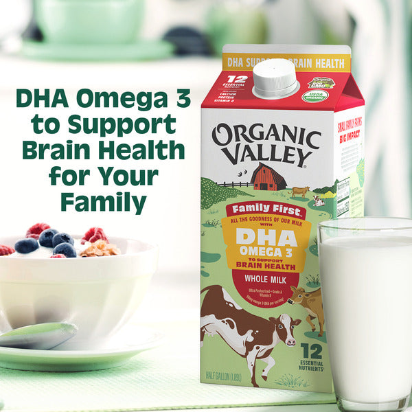Organic Valley® Omega 3 DHA Whole Organic Milk, Family First