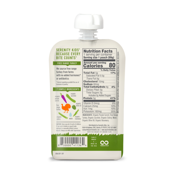 Serenity Kids Free Range Turkey & Rosemary Baby Food Pouch