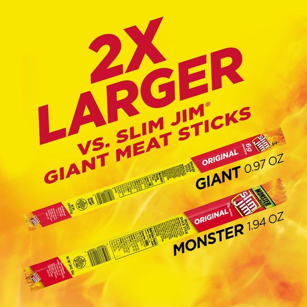 Slim Jim Monster Smoked Meat Sticks, Original Flavor