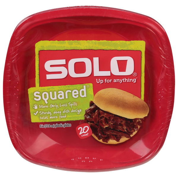 SOLO Grips 9" Square Plastic Plates