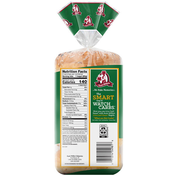 Aunt Millie's Live Carb Smart Everything and More Bagels