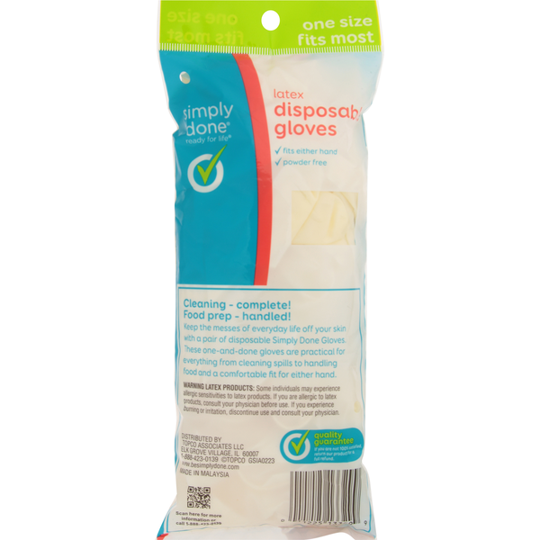 Simply Done Disposable Latex Gloves, One Size Fits Most