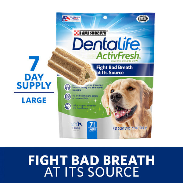 Purina DentaLife Large Dog Dental Chews; ActivFresh Daily Oral Care