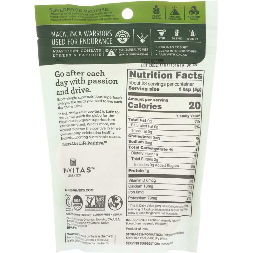 NAVITAS Organic Maca Powder - 4 oz | Boost Energy & Balance Naturally