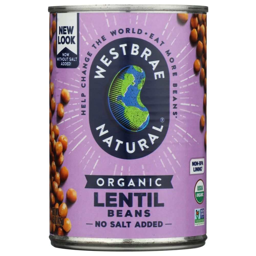 WESTBRAE Organic Lentil Beans No Salt Added - 15 oz | Fresh & Healthy