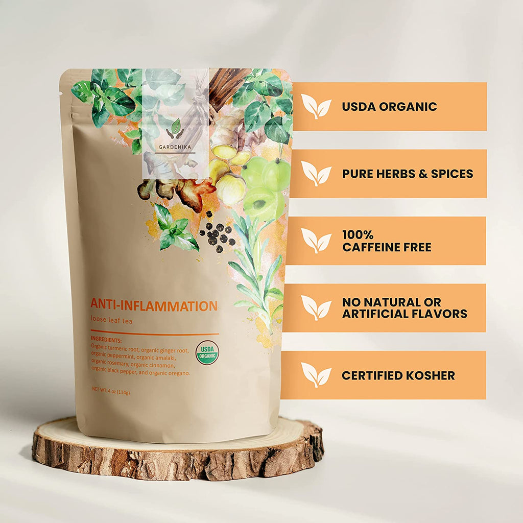 Anti-Inflammatea Loose Tea, Turmeric Ginger Herbal Blend | Organic & Kosher