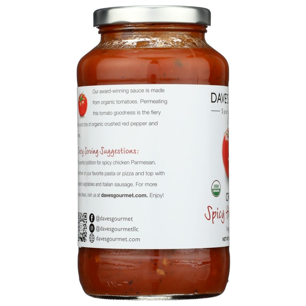 DAVES GOURMET: Organic Spicy Heritage Red Pasta Sauce, 24 oz