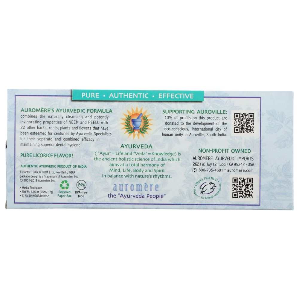 AUROMERE Mint Free Ayurvedic Toothpaste - 4.16 oz | Herbal Oral Care