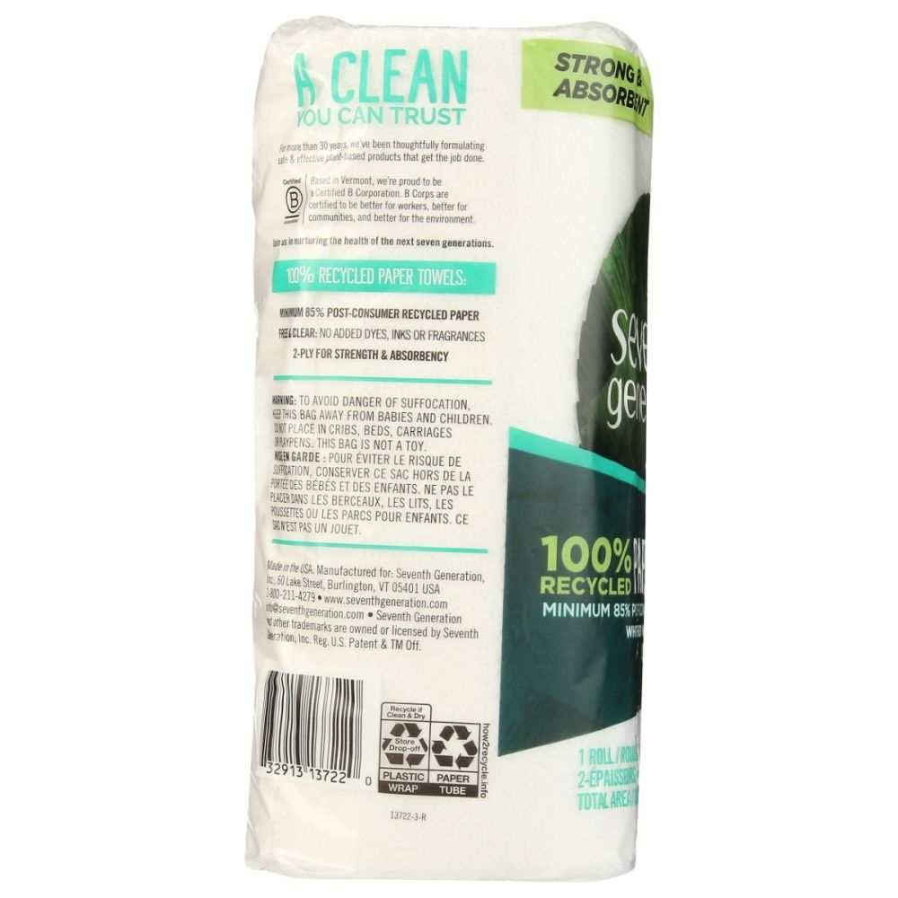 SEVENTH GEN. Recycled Paper Towels - Eco-Friendly White Paper Towels for Daily Use