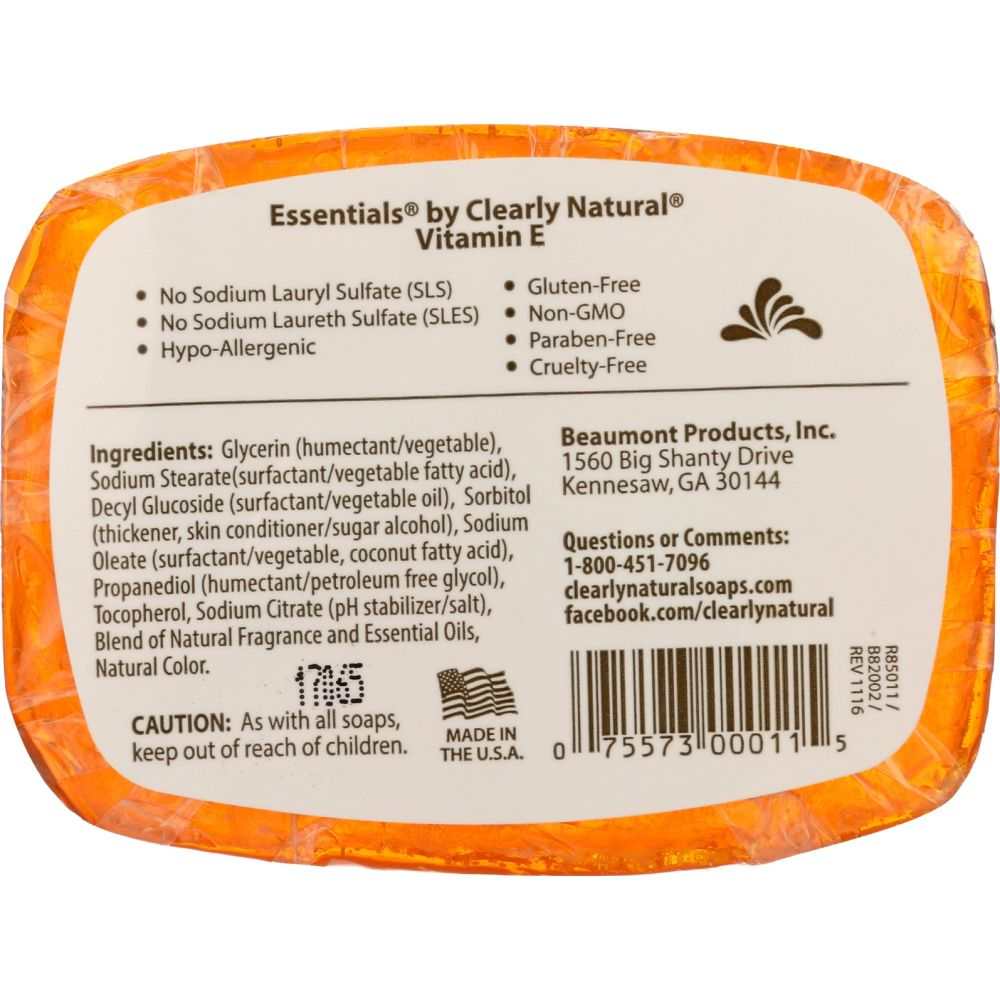 CLEARLY NATURAL: Glycerin Bar Soap Vitamin E, 4 oz