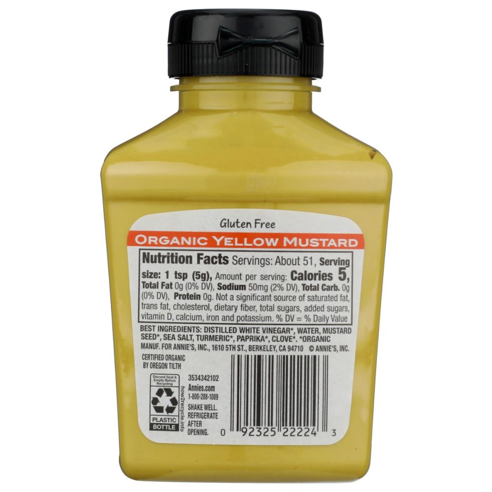 ANNIES HOMEGROWN: Organic Yellow Mustard, 9 oz